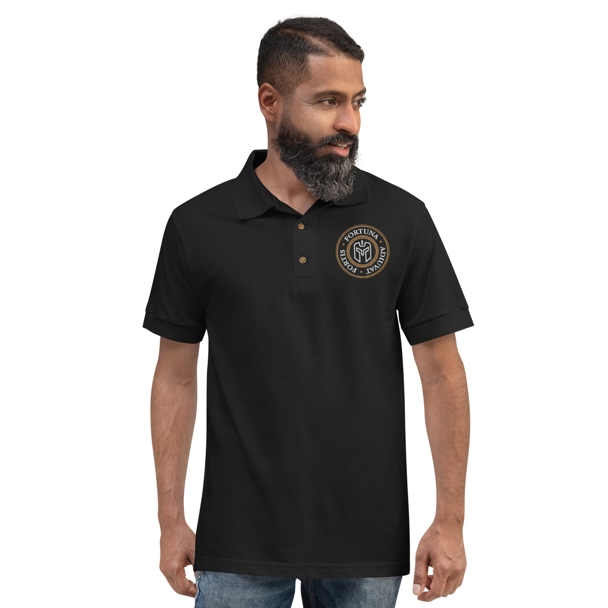 FORTIS FORTUNA ADIUVAT- Fortune Favors The Bold- Warrior  Embroidered Polo Shirt