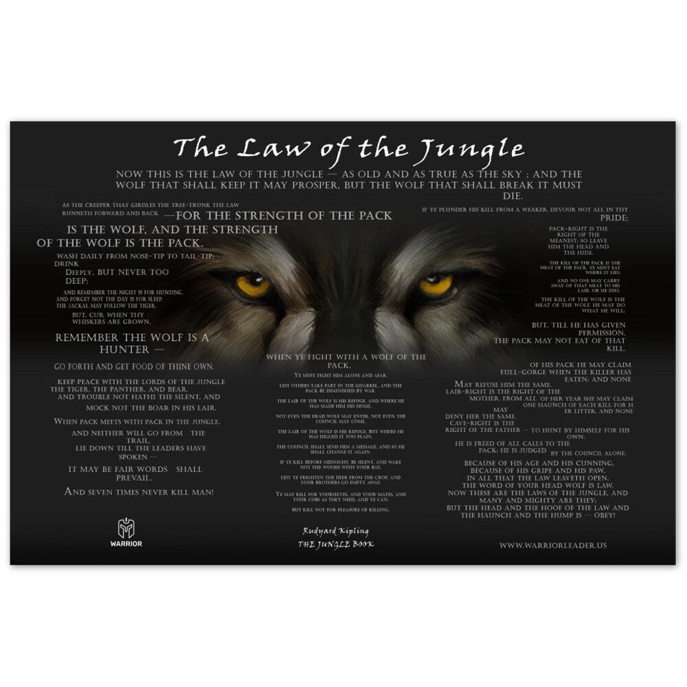 Law Of The Jungle Print | 3MM ALUMINUM |Jungle Book Art | Jungle Book Quote | Literary Wall Art | Library Wall Decor | Wolves Wall Art
