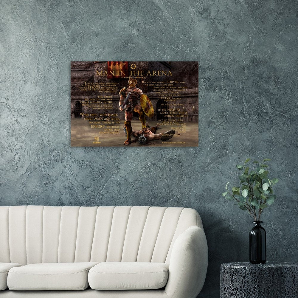 Man In The Arena Quote | 3mm ALUMINUM | Theodore Roosevelt Print | Inspirational Wall Art | Motivational Quote Print | Roosevelt Quote Art