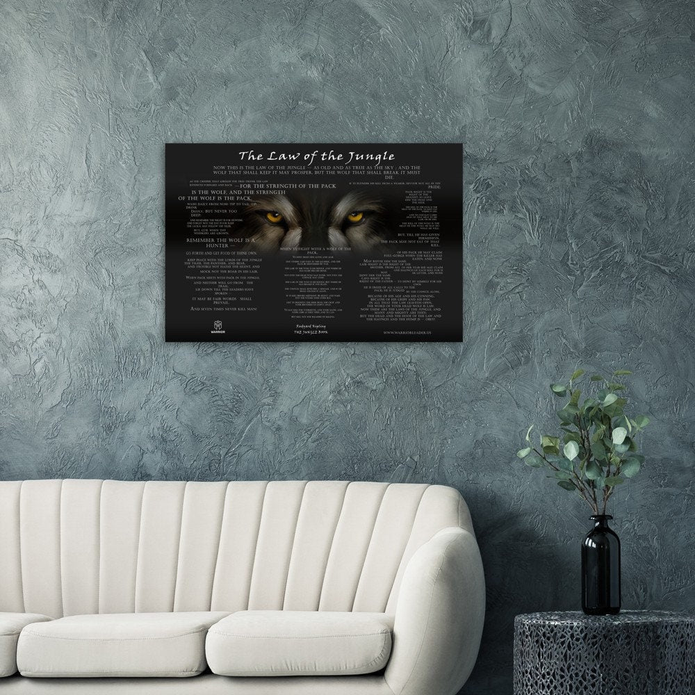 Law Of The Jungle Print | 3MM ALUMINUM |Jungle Book Art | Jungle Book Quote | Literary Wall Art | Library Wall Decor | Wolves Wall Art