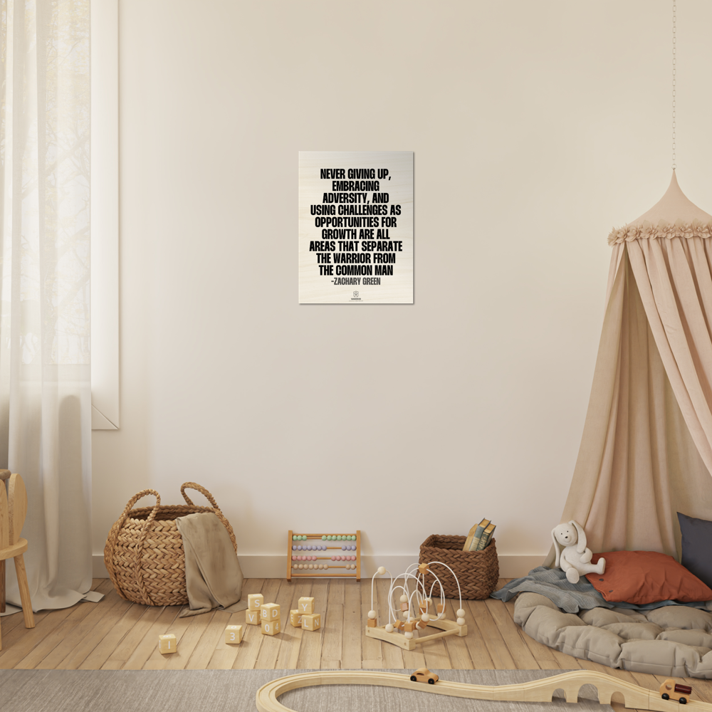 Never Giving Up by Zachary Green Quotes Wood Prints