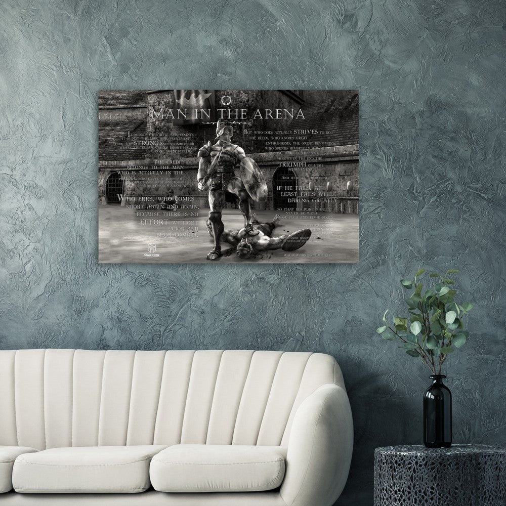 Man In The Arena Quote | B &amp; W | 3mm ALUMINUM| Theodore Roosevelt Print | Inspirational Art | Motivational Quote Print | Roosevelt Quote Art