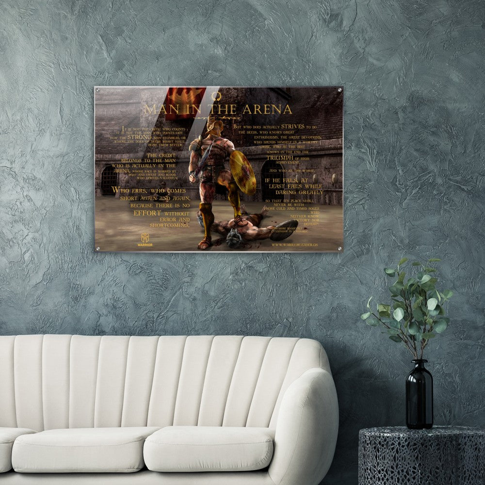 Man In The Arena Quote | Acrylic | Theodore Roosevelt Print | Inspirational Wall Art | Motivational Quote Print | Roosevelt Quote Art