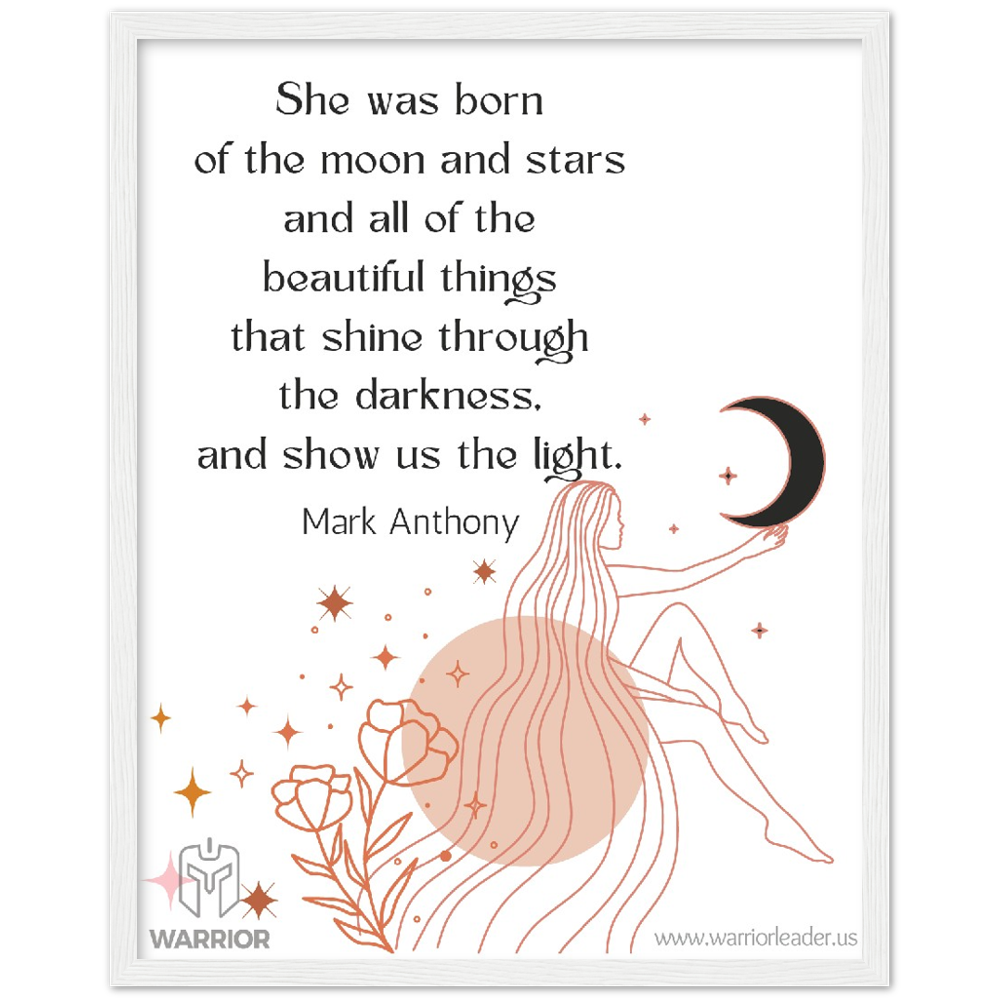 Warrior Head - Girl in the Moon and Stars - Mark Anthony Classic Matte Paper Wooden Framed Poster