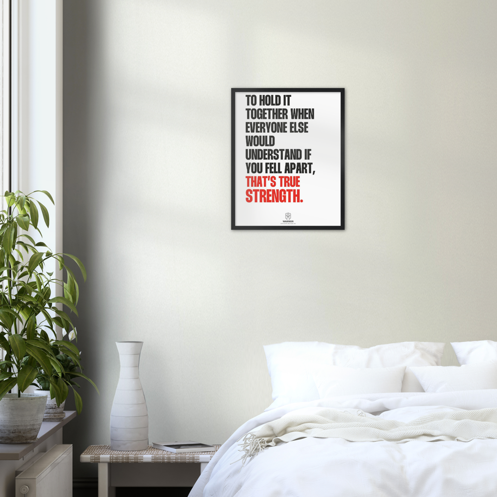 True Strength Quote from Warrior Head Classic Matte Paper Wooden Framed Poster