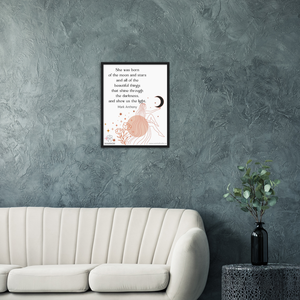 Warrior Head - Girl in the Moon and Stars - Mark Anthony Classic Matte Paper Wooden Framed Poster