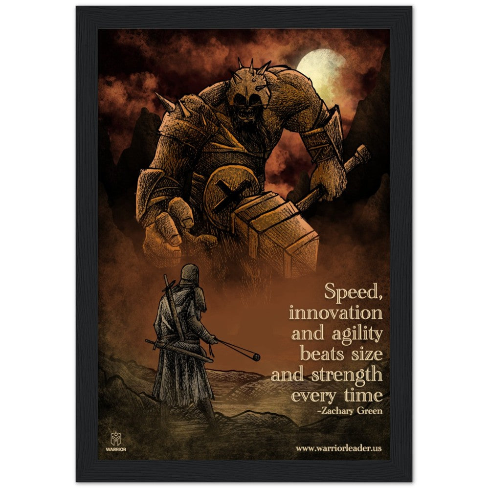 David vs Goliath | Framed Poster | Motivational Art | Entrepreneur Art | Entrepreneurial Motivation | Warrior Art | Small Business Art