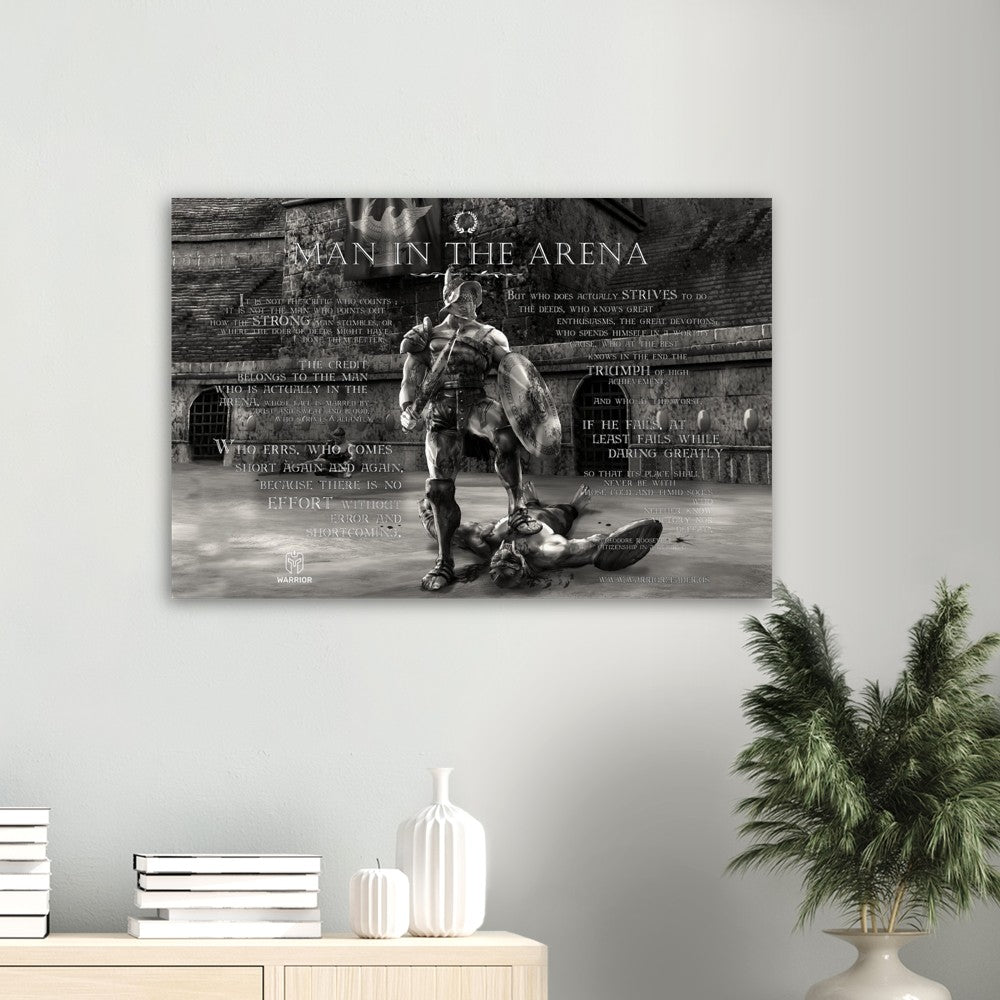 Man In The Arena Quote | B &amp; W | 3mm ALUMINUM| Theodore Roosevelt Print | Inspirational Art | Motivational Quote Print | Roosevelt Quote Art
