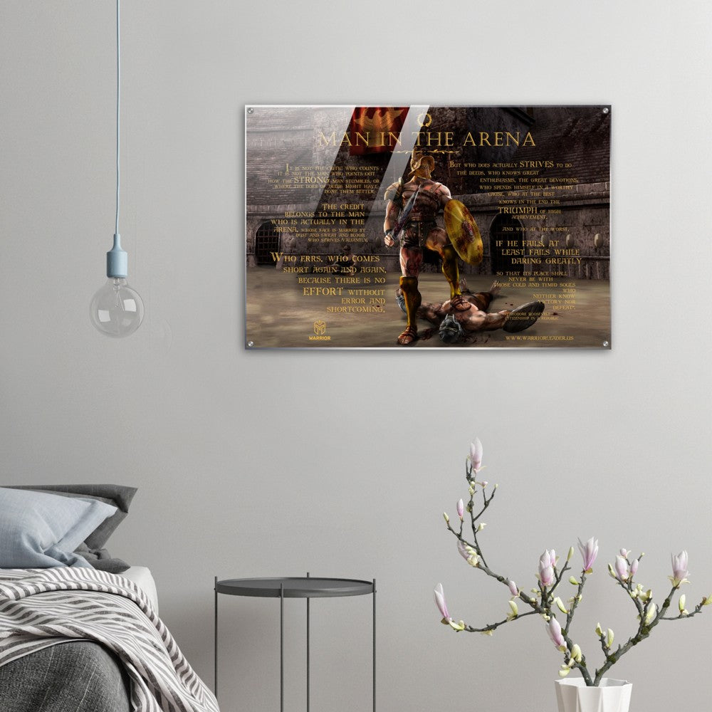 Man In The Arena Quote | Acrylic | Theodore Roosevelt Print | Inspirational Wall Art | Motivational Quote Print | Roosevelt Quote Art