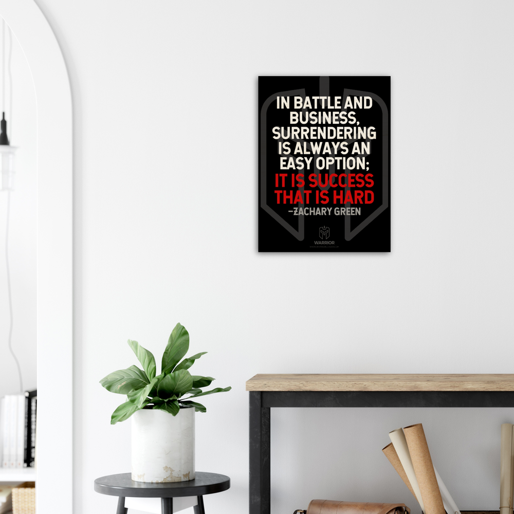 Warrior Business Battle Quotes by Zachary Green Wood Prints