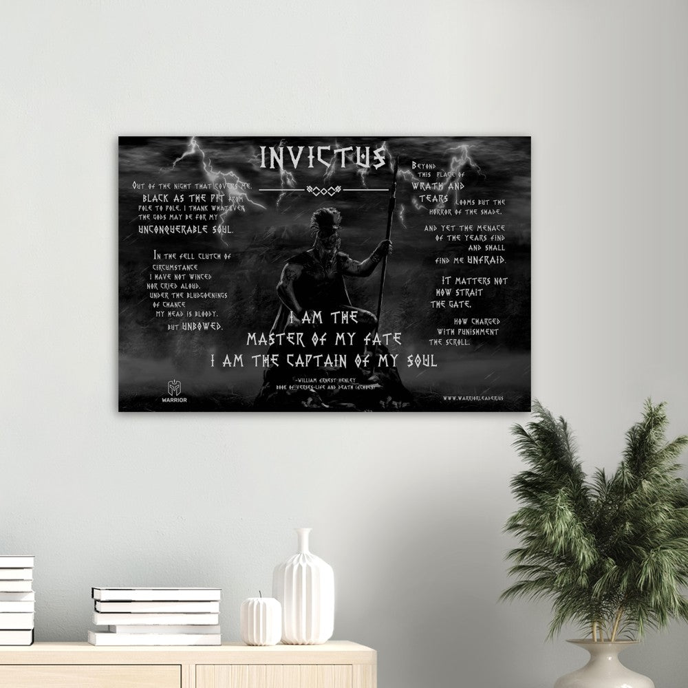 Invictus (B &amp; W) Poem Art | 6mm ALUMINUM | William Ernest Henley Quote Decor | Motivational Art | Quote Print | Library Print | Poem